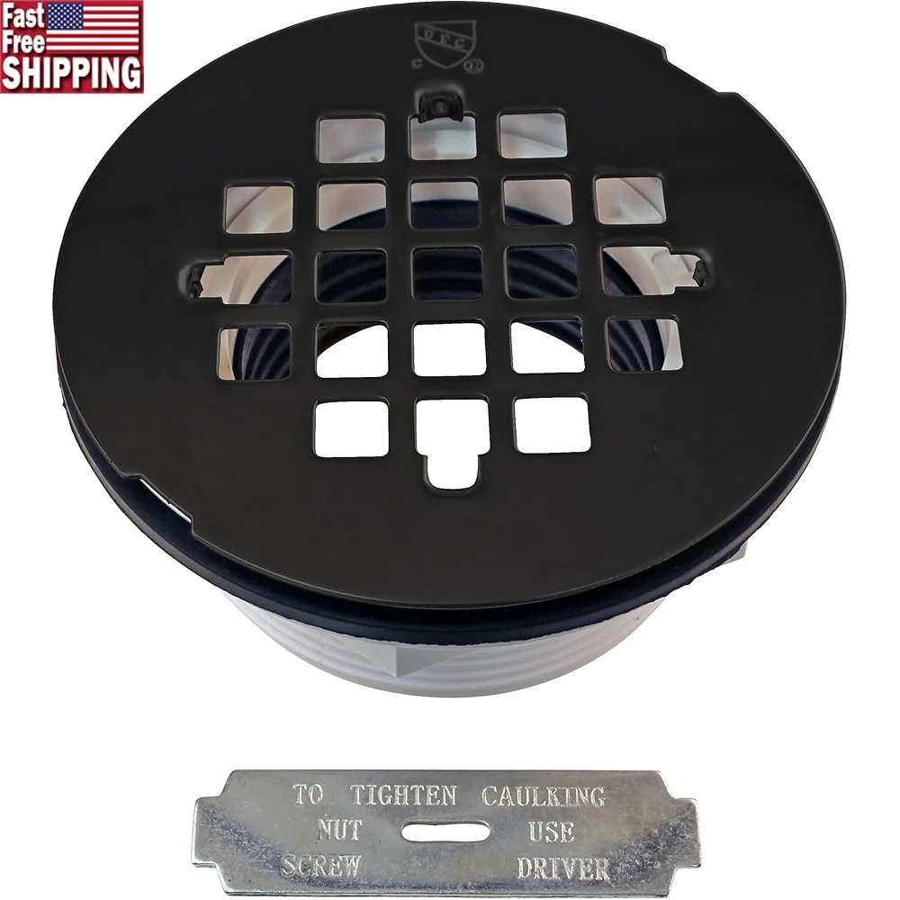 

2-дюймовый компрессионный слив для душа из ПВХ с металлической крышкой, стекловолокно, акриловые душевые кастрюли с твердой поверхностью, матовая черная отделка