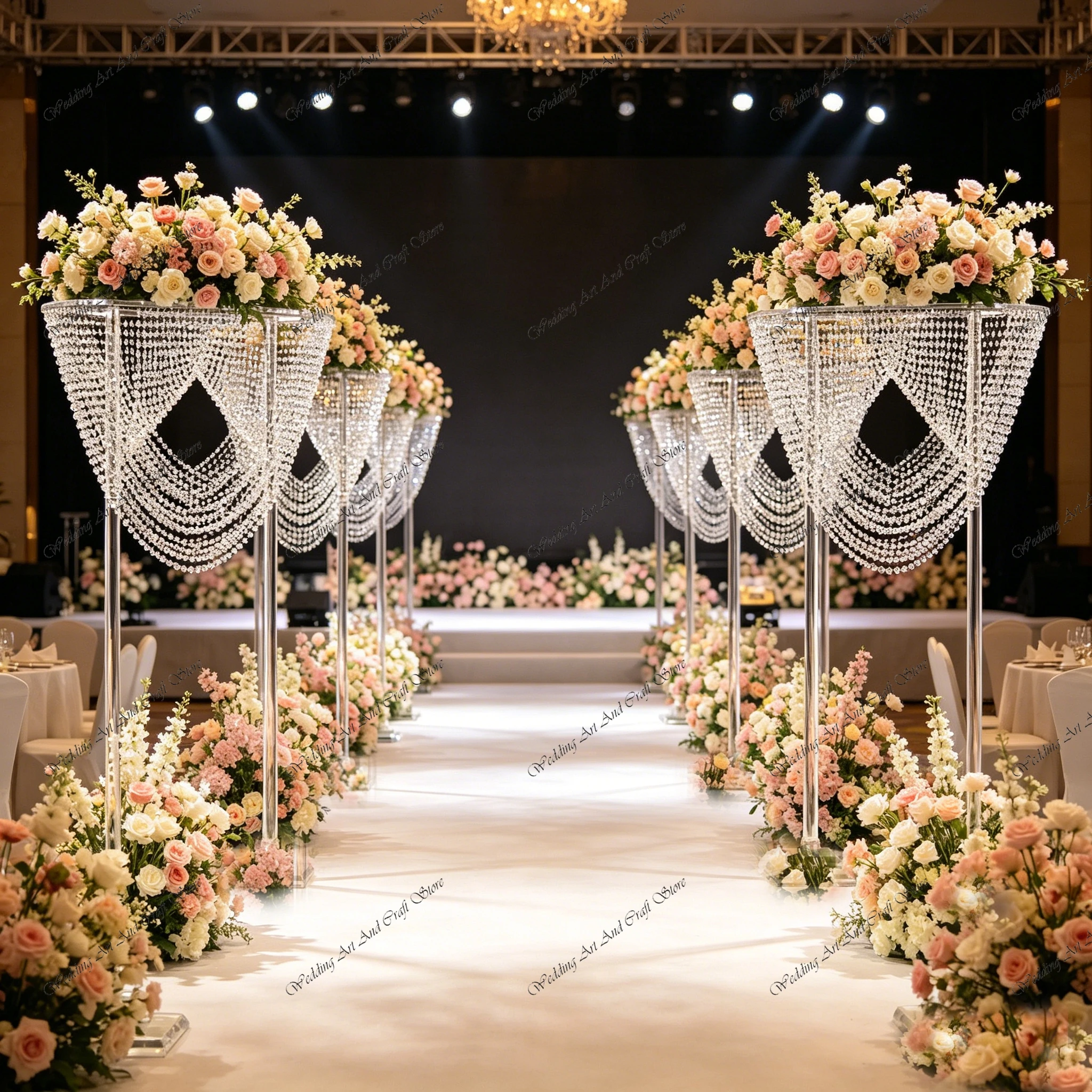 

4pcs f30 120cm Acrylic Flower Stand Crystal Table Centerpiece Aisle Road Lead Transparent Display Stand Party Decor ivy1008