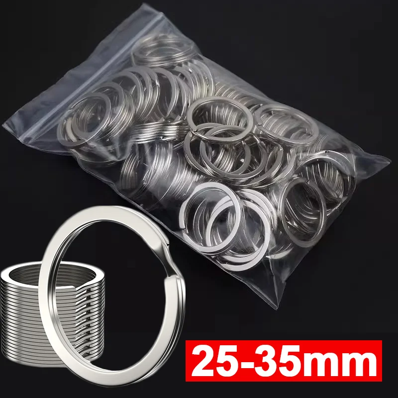 10/20pcs Polished sliver Round Flat Line Split Keyring Stainless Steel Key Rings for Jewelry Making Keychain DIY Finding 25-35mm