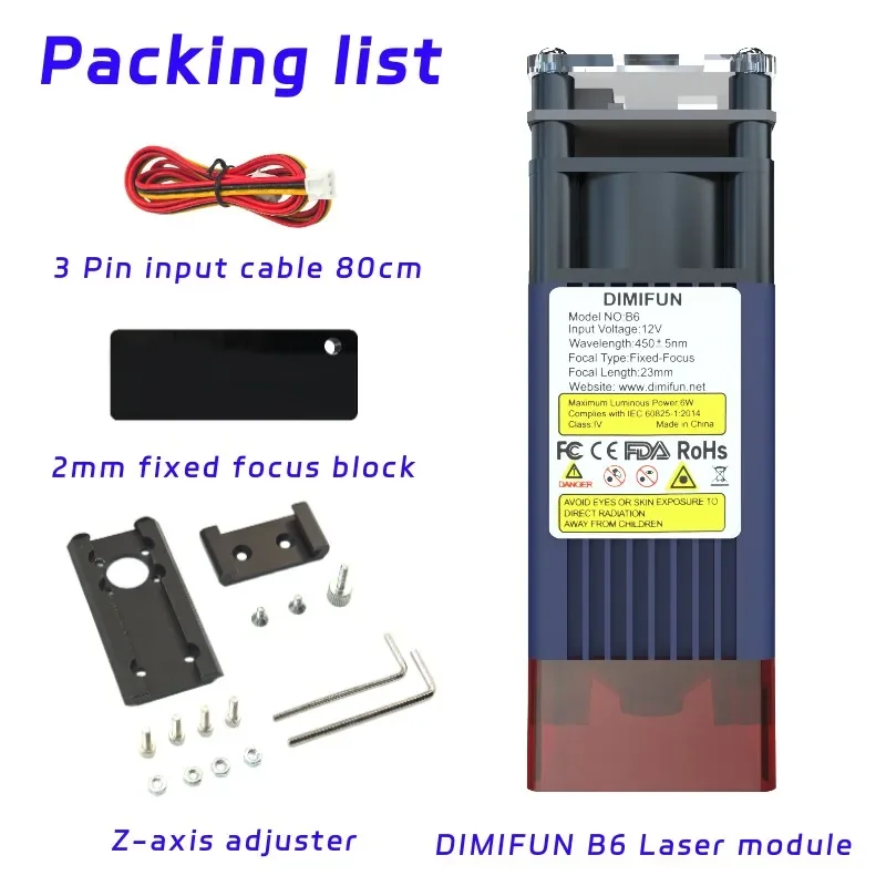 DIMIFUN レーザーモジュール 6W/12W、高効率彫刻/切断、彫刻機切断木材 DIY ツールに適しています