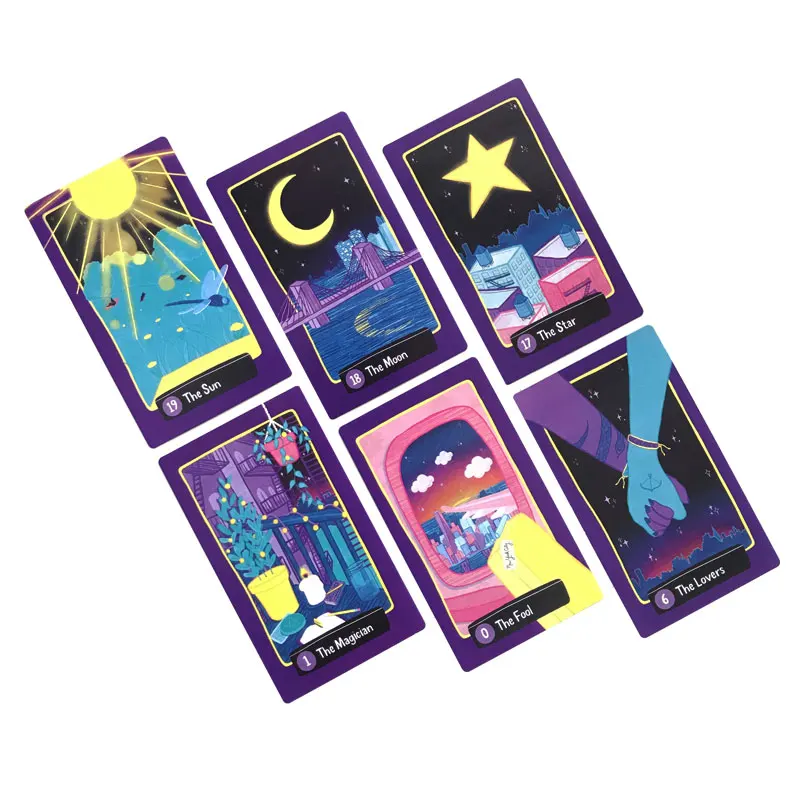 Hot sales 12-7 CM City Tarot Oracle Card Fate Divination Prophecy Card Family Party Game Toy Tarot Brochure Guide