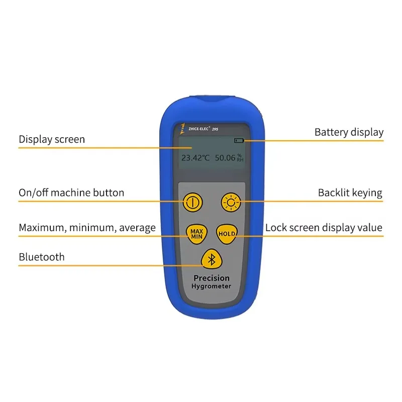 Compact digital thermometer, industrial-grade high-precision hygrometer with data logging function