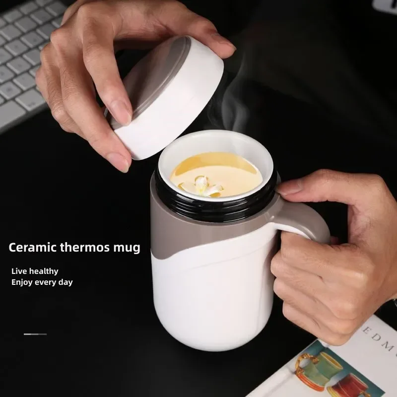 380-550ML Ceramic Thermos Mug Office Bone China Liner Vacuum Leakage Proof Ceramic Water Cup Insulation Home Coffee Mug