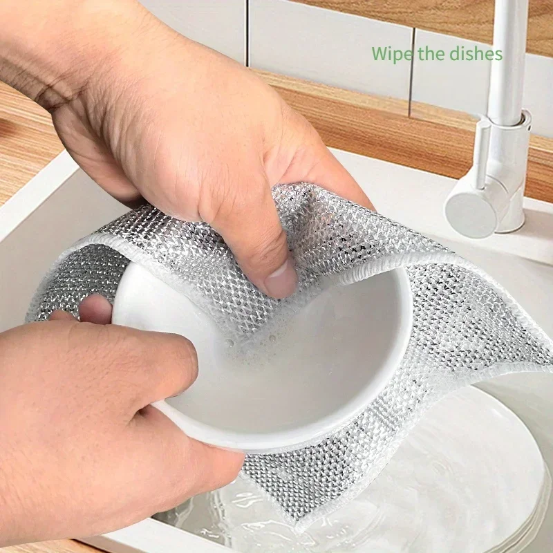 Metal Wire Cleaning Cloth, Mesh Cloth, Non Greasy, Quick Drying, Multi-purpose Brush, Bowl, Stove, Descaling, Replacing Steel Wi image 5