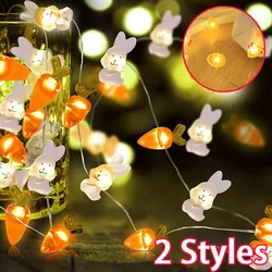 New Easter LED Bunny String Lights Easter Decoration For Home Carrot Rabbit Fairy Light Supplies Happy Easter Gifts Party Favor