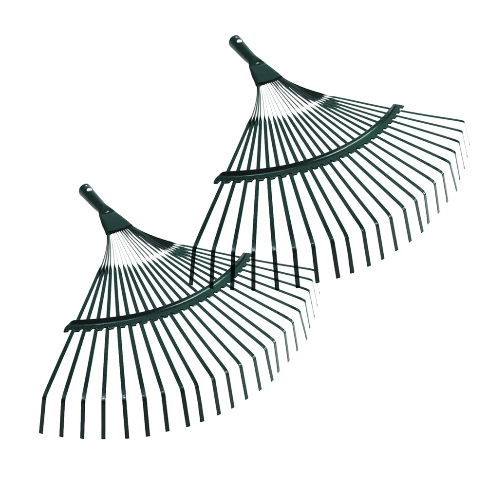 

2Pcs Yard Rake Leaf Garden Tool 22-Teeth Steel Tines Strong Structure for Outdoor Lawn Farm Cleaning Garden Rake