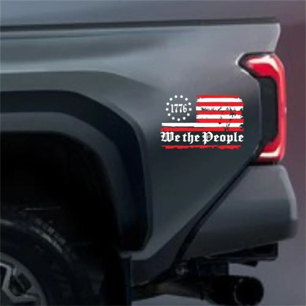 1PC 1776 We The People American Flag Decal Distressed American Flag Sticker Patriotic Flag Decal Vinyl Bumper Sticker