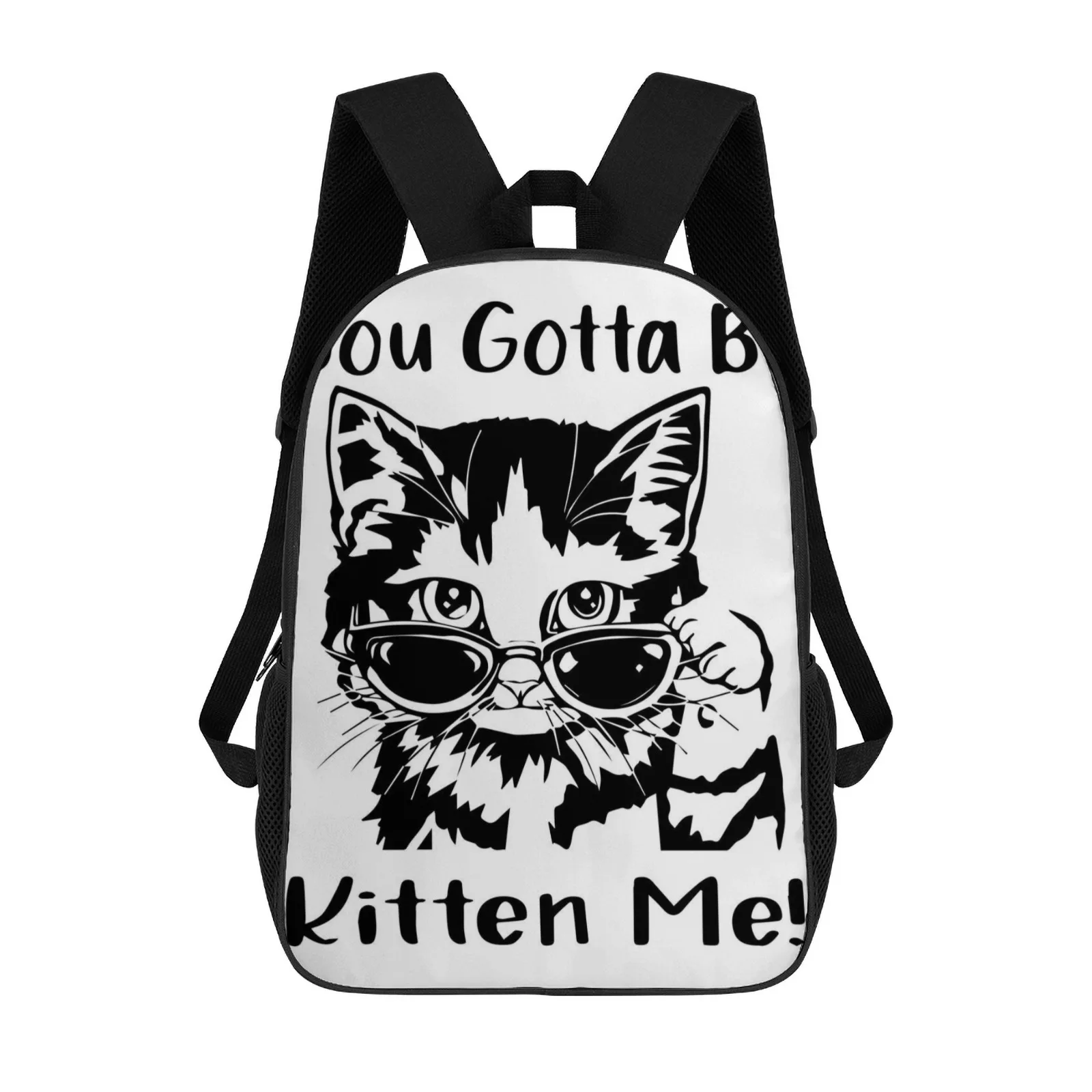 

Funny Cat Kitten Mochila Escolar Printed Book Bag Girls' School Backpack 17 Inch School Backpack Bag
