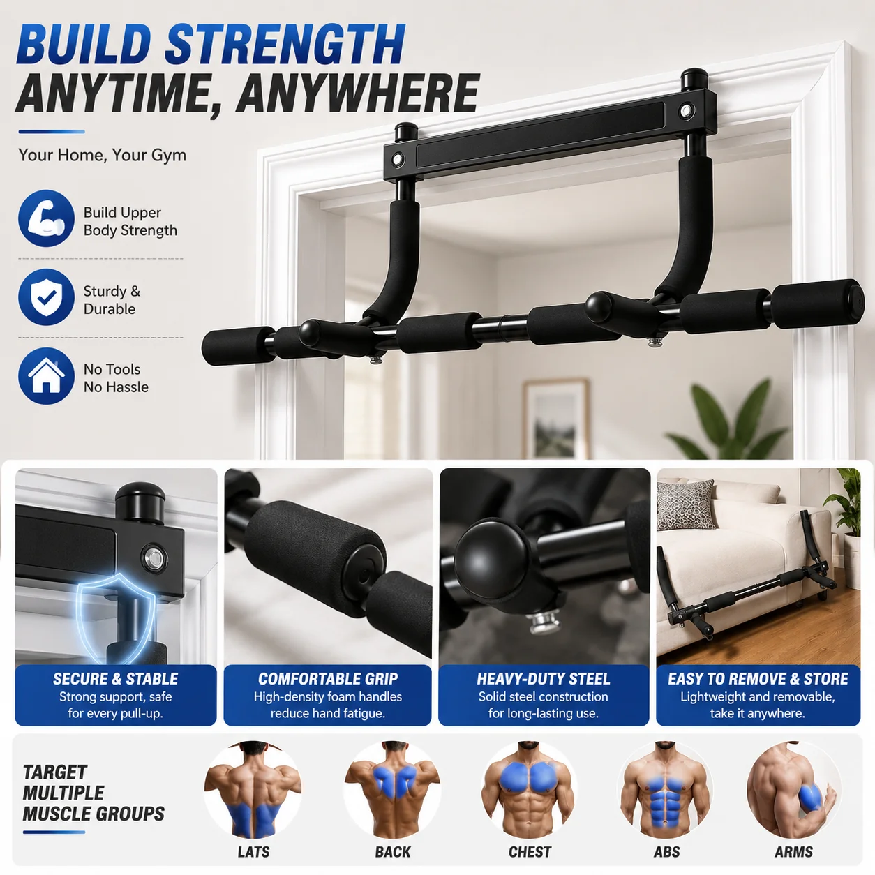Bar Pull-Up yang Dapat Disesua - Chin Up Doorframe ulasan dan harga