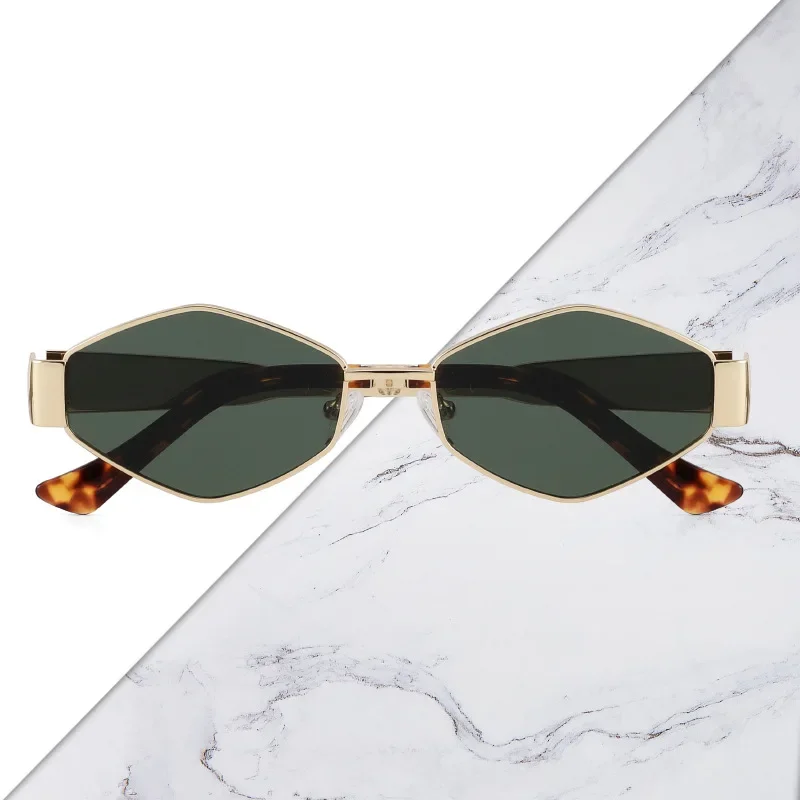 2024 Star-style Retro Diamond-shaped Metal Sunglasses Luxury Brand Elegant Designer Sun Protection and UV Protection Sunglasses