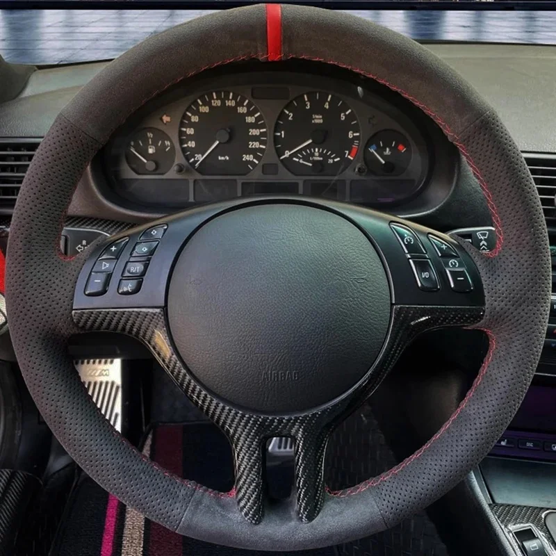 

Car Steering Wheel Cover Customize Soft Suede Leather For BMW E39 E46 325i E53 X5 Car Interior Accessories Steering Wheel Wrap