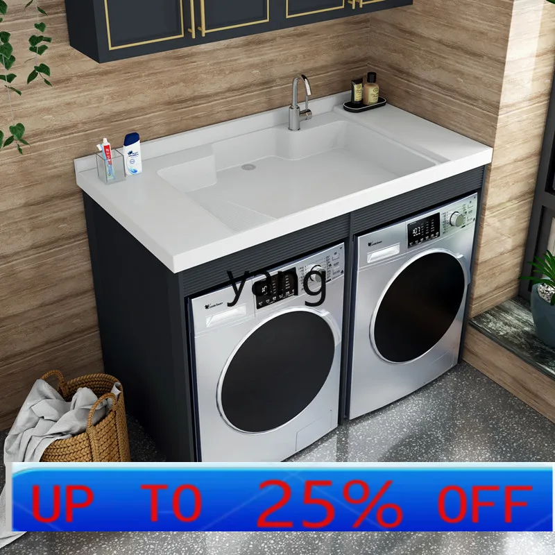 

LMM Integrated Cabinet with Washboard, Drum Washing Machine, and Dryer