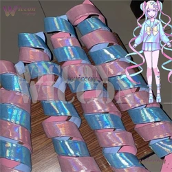 NEEDY GIRL STREAMER OVERDOSE Kangel Rain Cosplay Wig Hair PonyTail Hairclip Shiny Ribbon Pink Blue Hair Handmade Prop 1.2M 1.8M