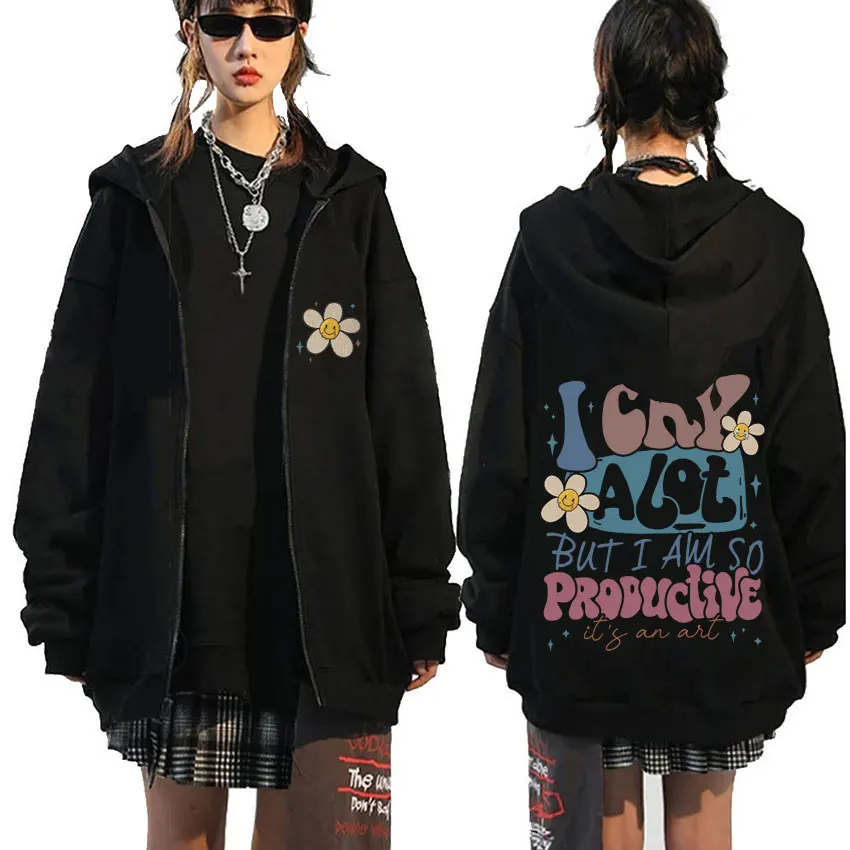 

I Cry Alot But I Am So Productive Gym Fitness Pump Cover Zipper Hoodie Men Women Fashion Zip Up Jacket Male Fleece Cotton Coat