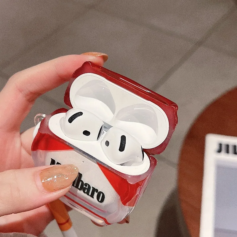 مضحك السجائر سماعة رأس بخاصية البلوتوث الحالات ل أبل Airpods 4 2024 1 2 3 برو 2 سيليكون شفاف سماعات لاسلكية غطاء
