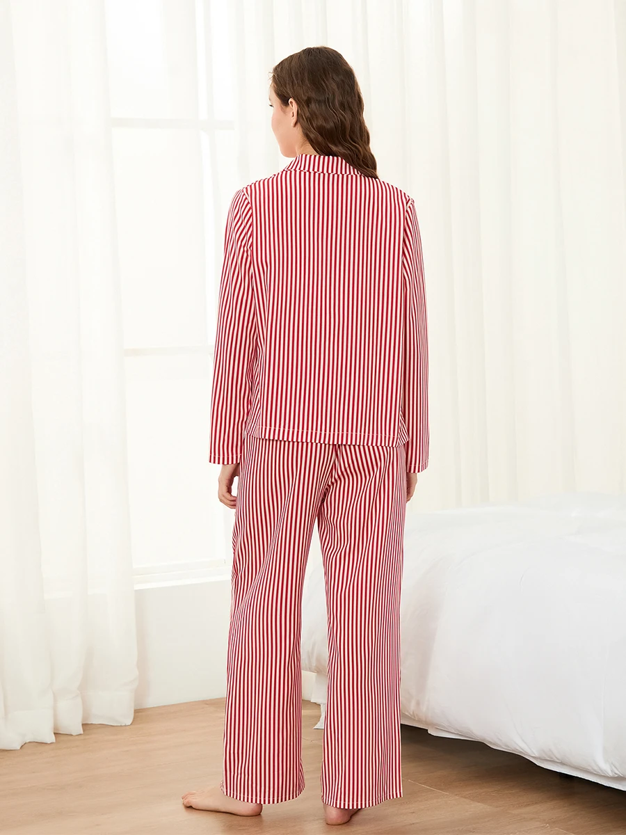 Women 2 Piece Pajamas Set Cute Bow Long Sleeves Shirt and Elastic Pants for Loungewear Soft Sleepwear