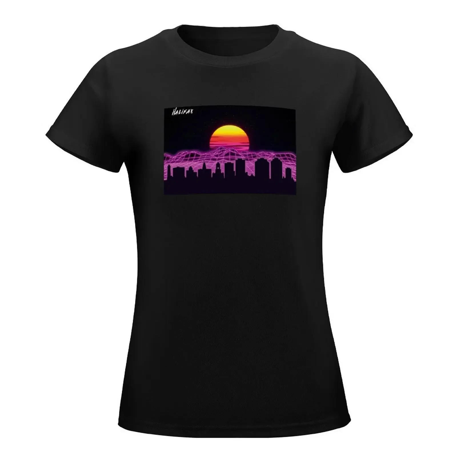 Halifax Skyline Neon Nights T-Shirt female cute tops t-shirts for Women pack