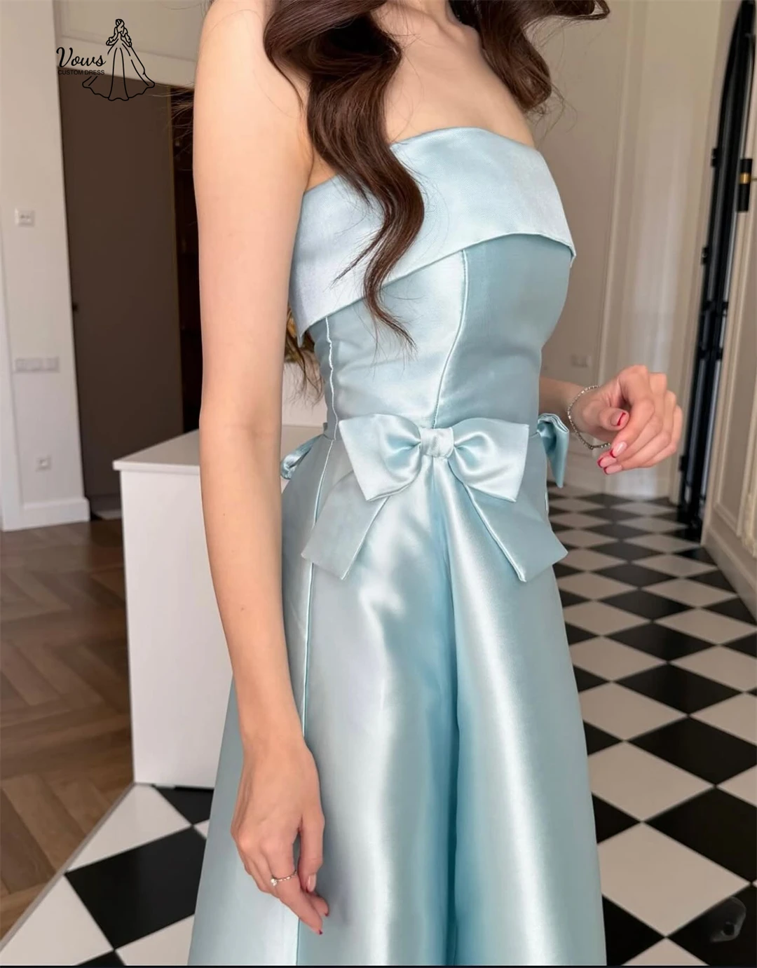 Vows-vestidos de fiesta de noche elegantes, vestido de noche de lujo 2025, línea de satén, vestido de baile hecho a medida, bata de velada para mujer