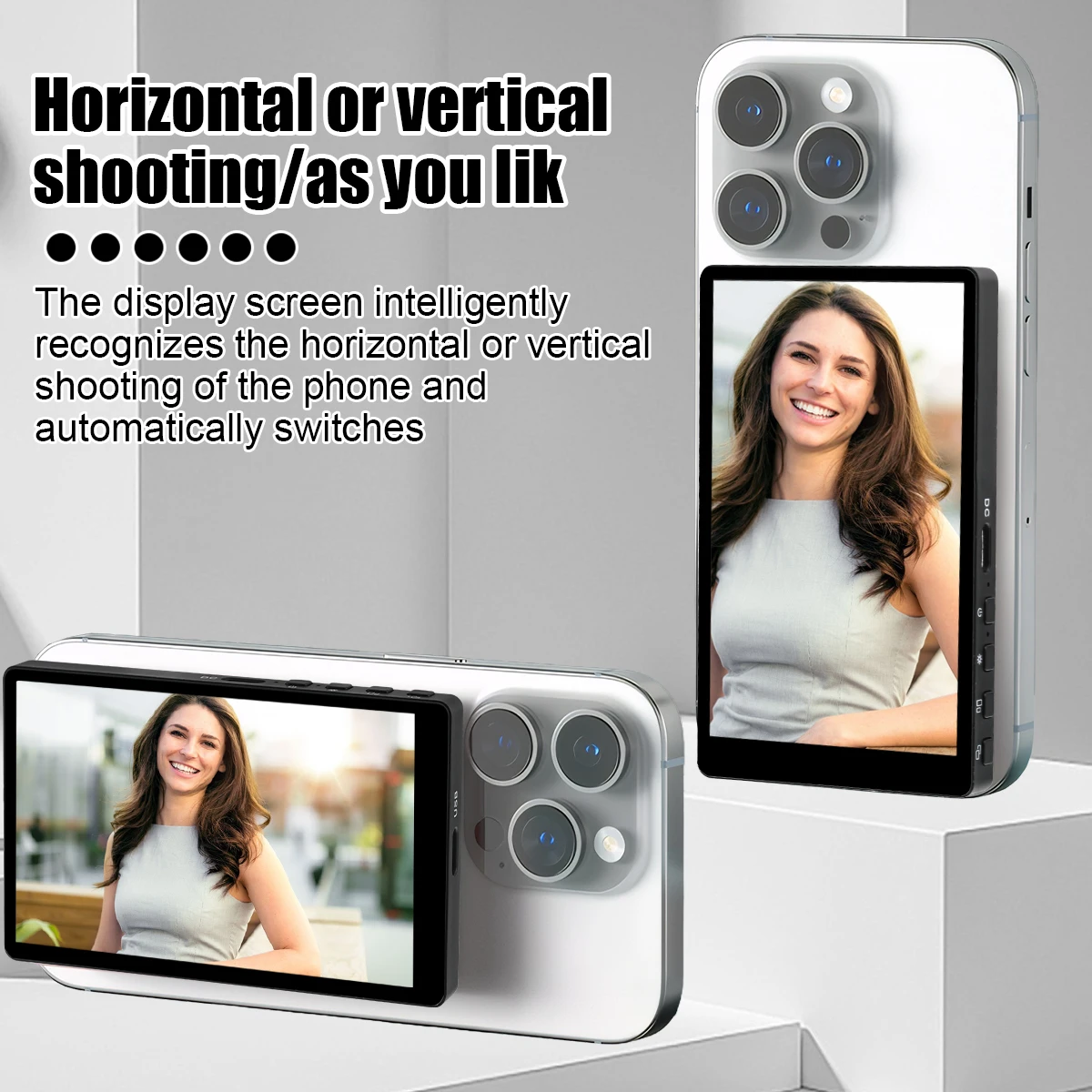 

Selfie Monitor Screen Wireless Magnetic Mount Phone Rear Camera Selfie WiFi Bluetooth Connection for iPhone Android Selfie Live