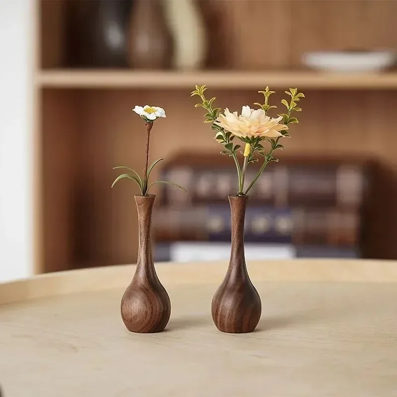 

Black Walnut Solid Wood Small Vase Creative Wooden Crafts Home Living Room Decoration Solid Wood Vase Desktop Small Vase