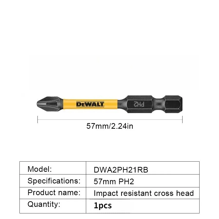 DEWALT PH2 Phillips Bit 57 mm Schlagschrauber Elektrobohrer Bits Elektrowerkzeug-Zubehör 1/5 Stück DWA2PH21RB – Detail 6