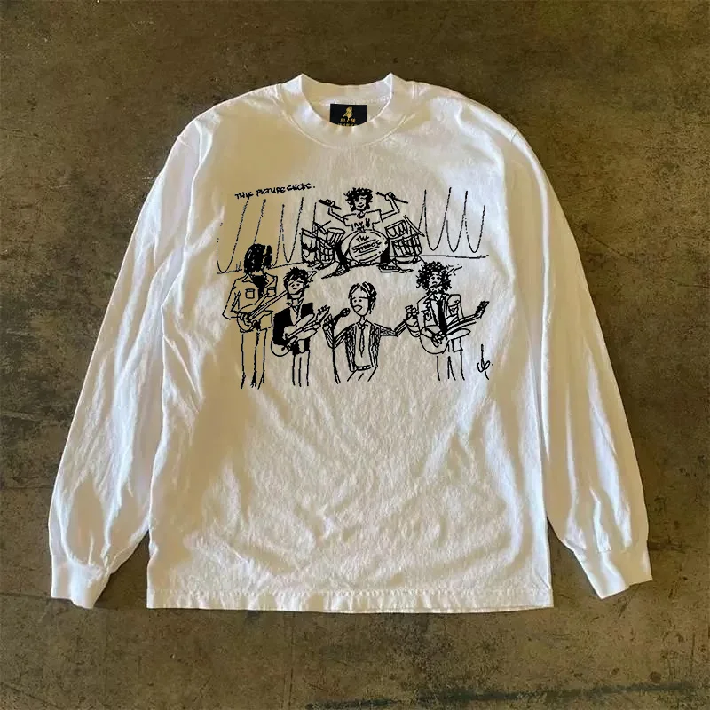 Long Sleeve 310 Pure Cotton Men's T-Shirt Upward Hero Non-Light American Style Couple's T-Shirt Youth Loose Fit Printed Tee