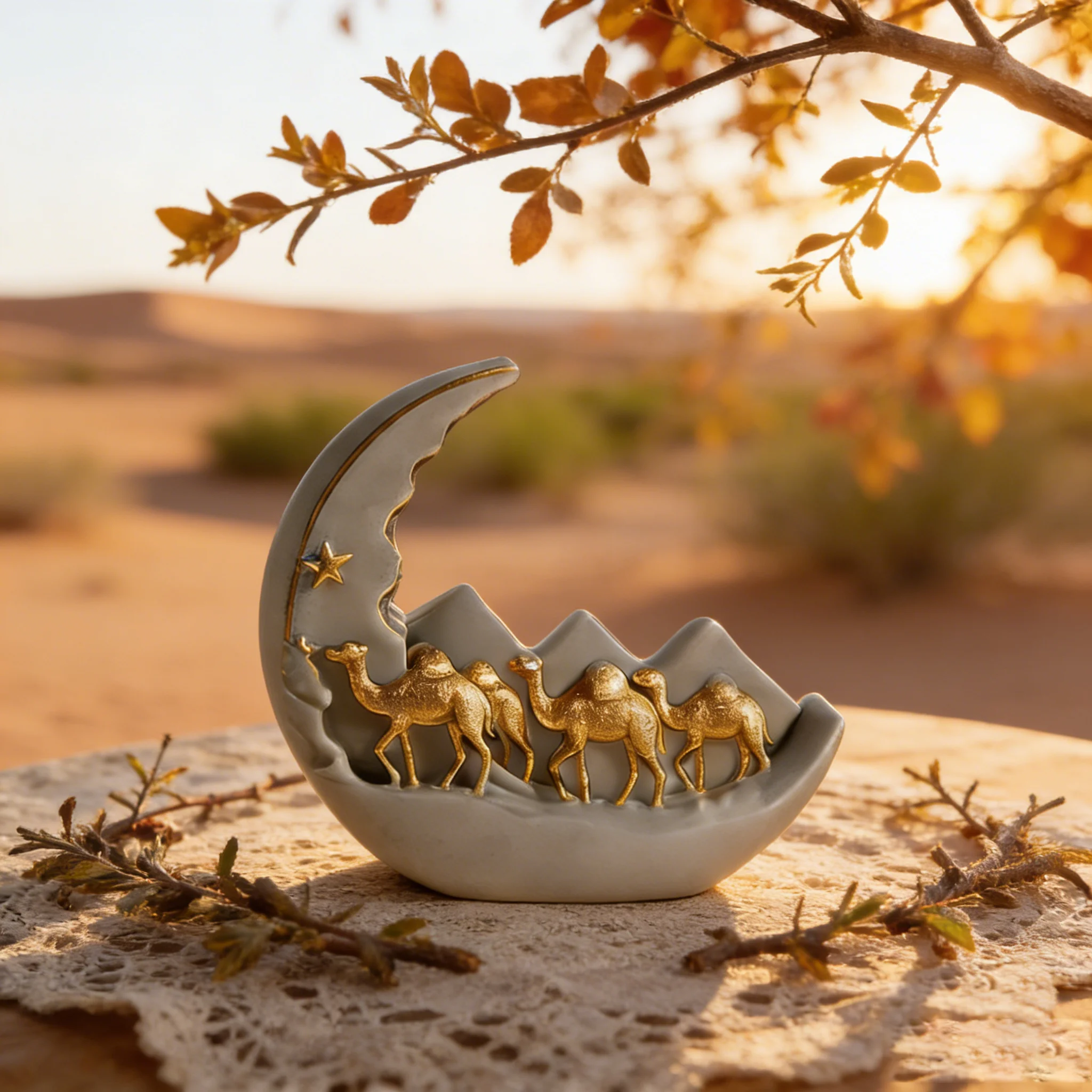 

Desert Night Silicone Mold 3D Crescent Moon Camel Stars for Scented Candle Resin Soap Craft Middle Eastern Ramadan Decor Gift