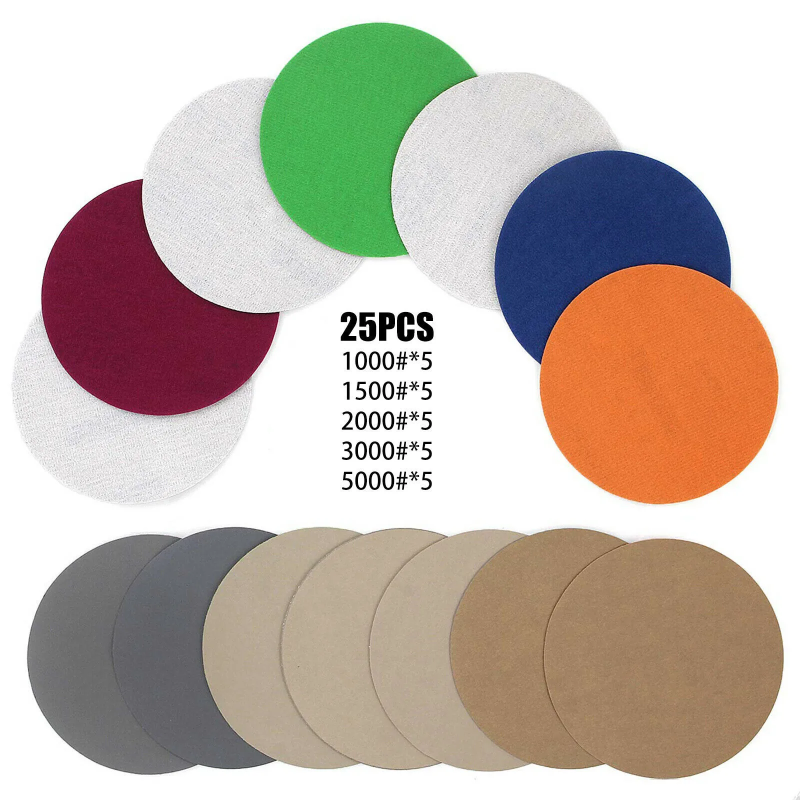 Upgrade Your Sandpaper Collection with 25x 3 Silicon Carbide and Waterproof Hook&Loop Discs Grit Range 1000 5000