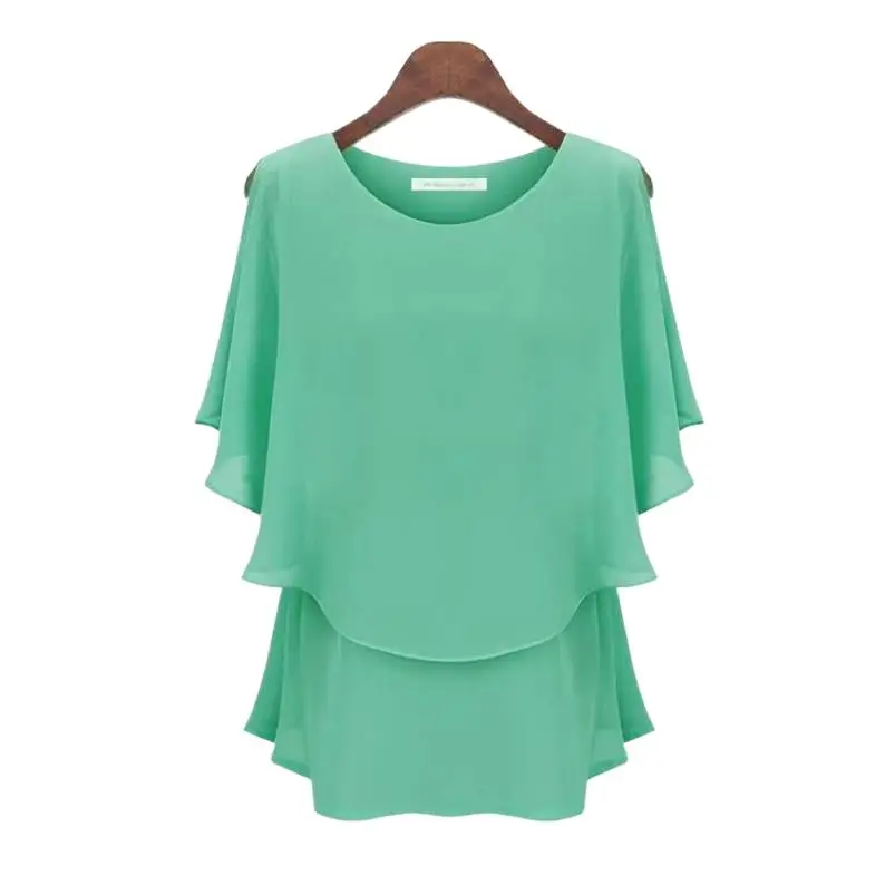 Fashion women Summer batwing sleeve chiffon shirts tops,black blue red green hollow out chiffon blouse blusas y camisas