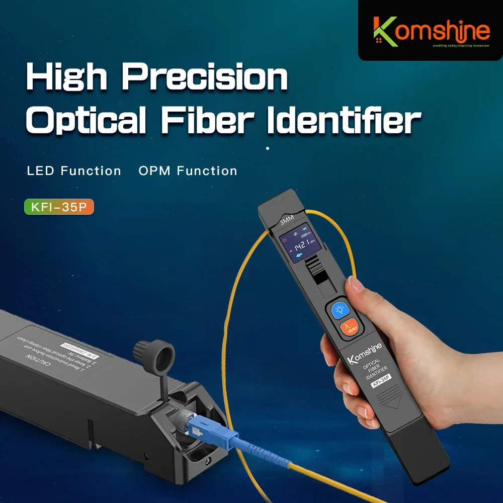 Komshine KFI-35P Metal Fiber Optic Identifier 800-1700nm, Suit for 0.25, 0.9, 2/3 Fiber Line Built in OPM