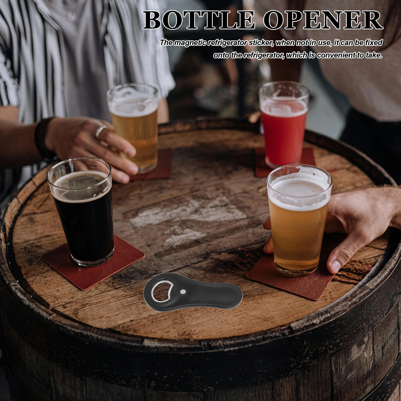 

2PCS Bottle Fridge Magnet Beer Canned Universal Multifunctional Canned Beer Opener Bottle Opener Black