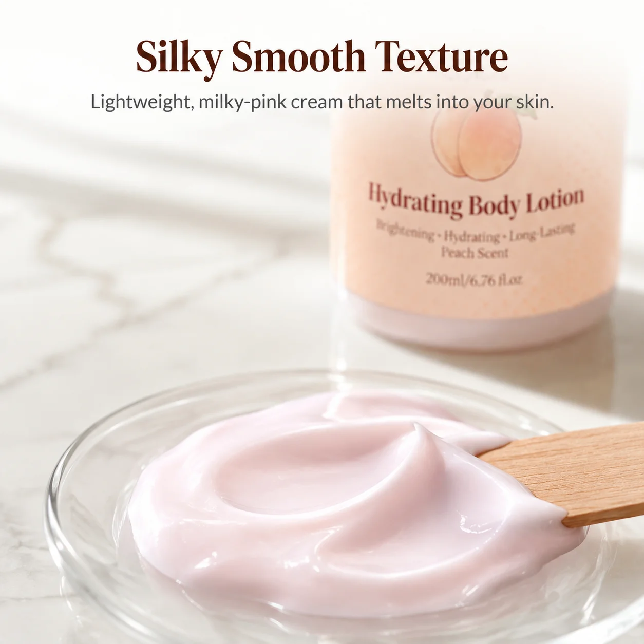 Hydrating Body Lotion with Peach Extract & Niacinamide, Long Lasting Peach Scent, Brightening Body Moisturizer 200ml