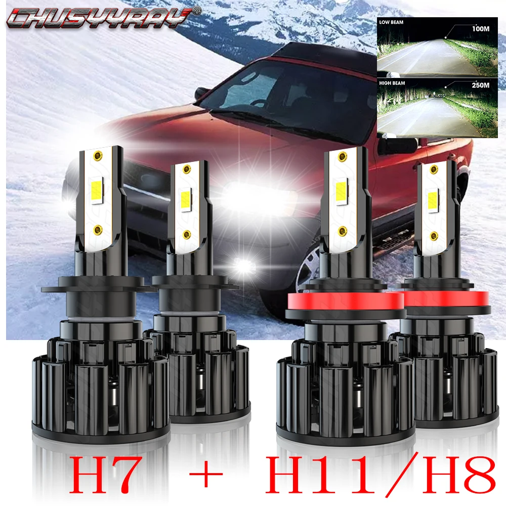 CHUSYYRAY 4x Compatible For Ford Escape 2005-2007 H7 H11 Headlight LED Combo 6000K Bulb Kit Super High Bright Car accsesories