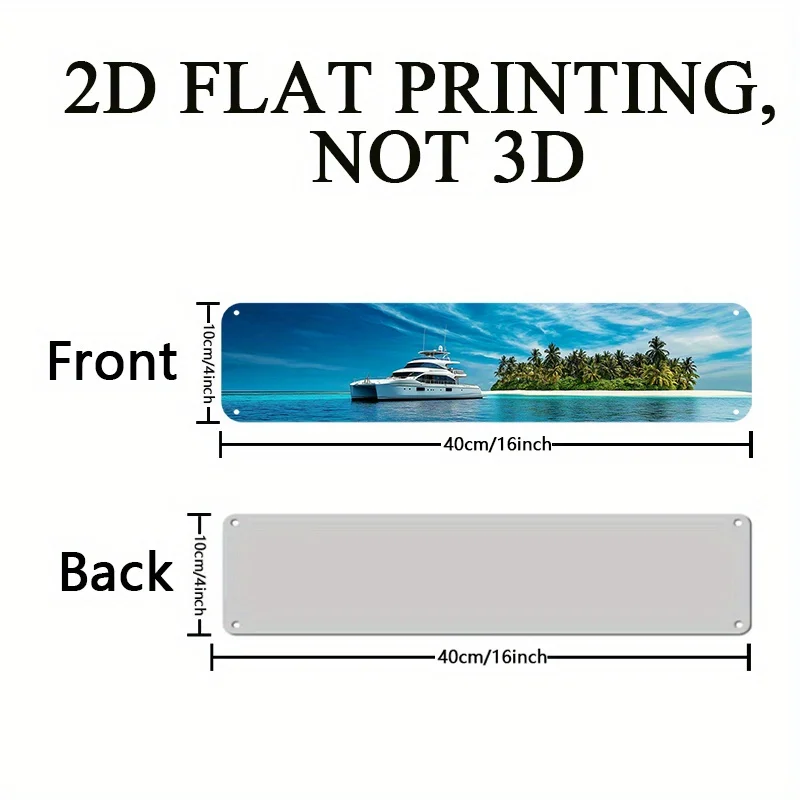 2D Flat - A Sleek Yacht Gliding Over Crystal-Clear Waters Surrounded by Paradise, Perfect for Nautical-Themed Spaces