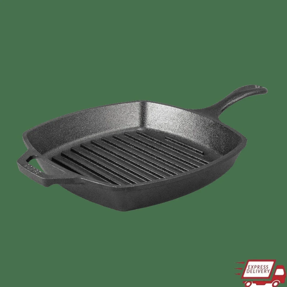 

10,5-дюймовая предварительно приправленная чугунная сковорода-гриль с антипригарным покрытием, кухонная поверхность, индукционная духовка, безопасная, легко чистящаяся, прочная кухонная посуда