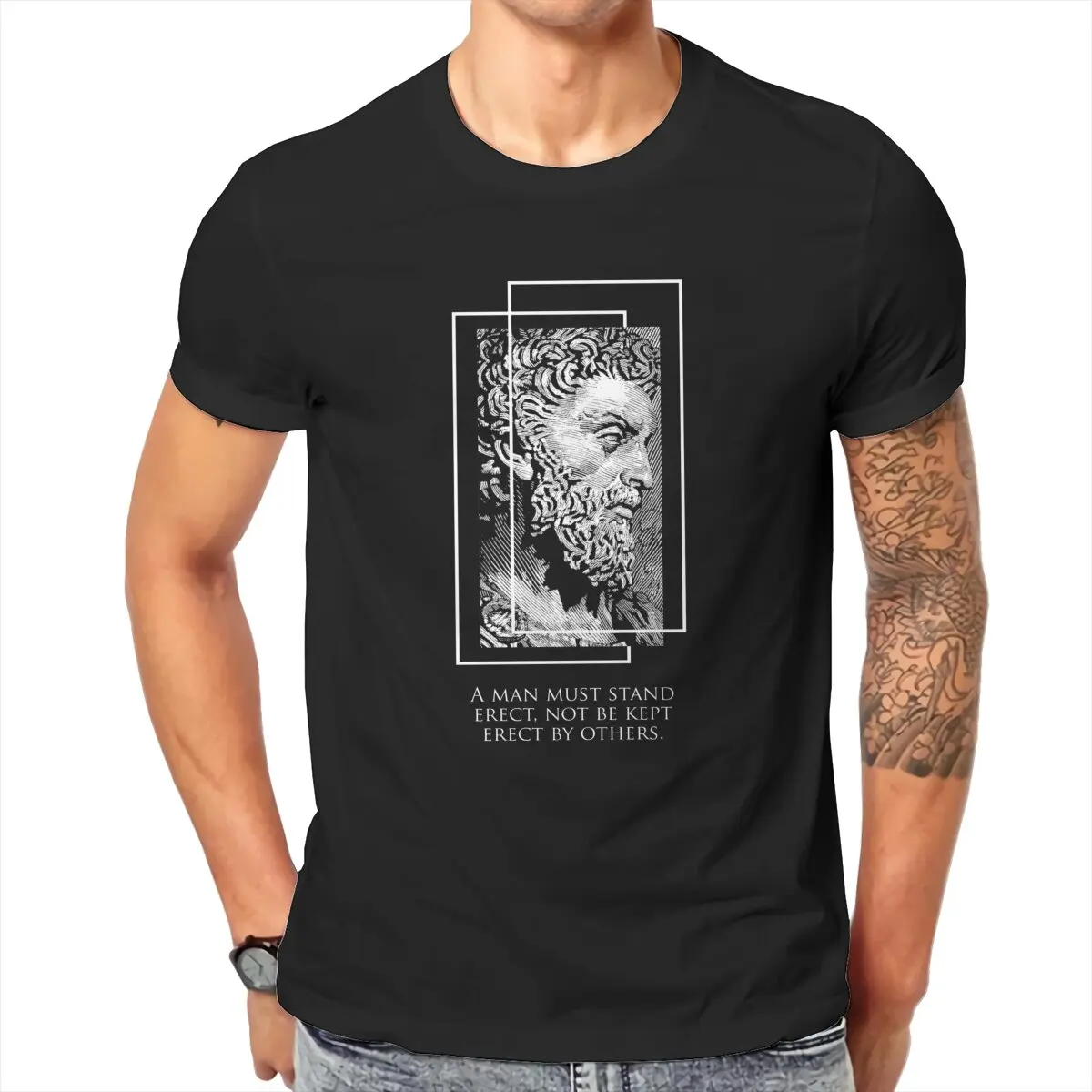 Stoic Marcus Aurelius Tshirt Motivational quote  greek philosophy T-Shirt for Men  Funny Pure Cotton Tees Printed Clothing