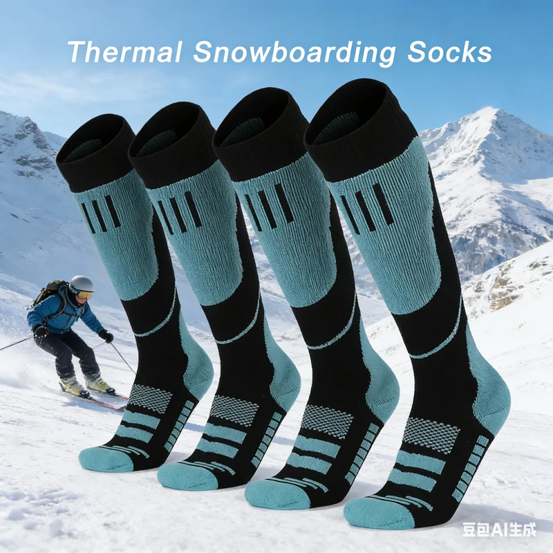 

Мужские термоноски, 2 пары, зимние длинные теплые компрессионные носки для мужчин, для катания на лыжах, пешего туризма, сноубординга, альпинизма, спортивные высокие носки