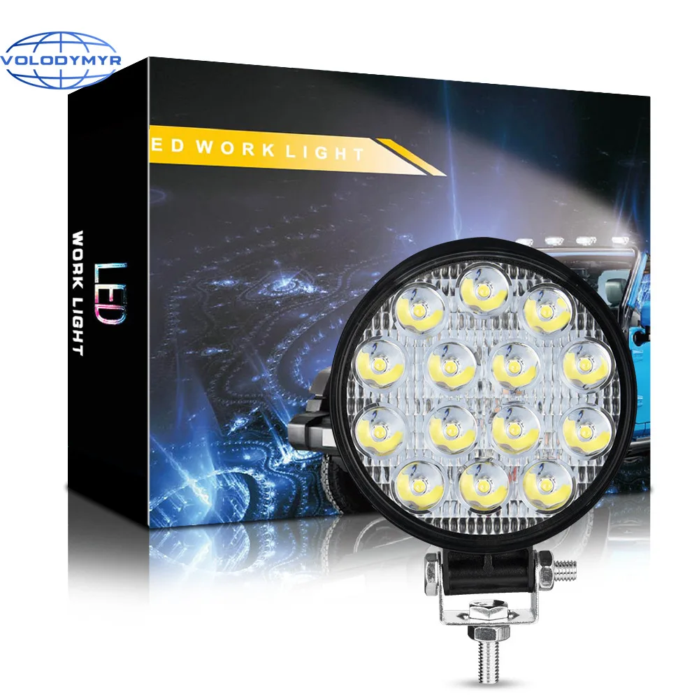 

42W 14LED 48W 16SMD Work Light LED Car Front Fog Light 12V 24V Truck SUV 4X4 4WD Engineering Headlights Off-road Round Headlamp
