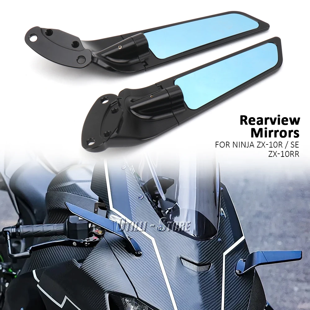 For Kawasaki Ninja ZX10R ZX-10R SE ZX10RR ZX-10RR Motorcycle Mirror Modified Wind Wing Adjustable Rotating Rearview Mirror