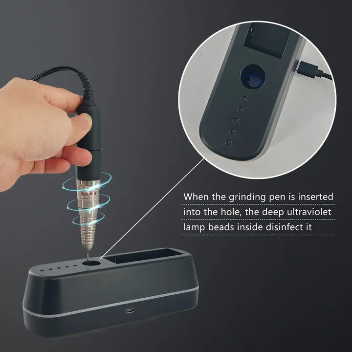 Portable Nail Drill Electric 35000RPM Professional Nail E File Machine with Bits & Base for Acrylic Nails Remove
