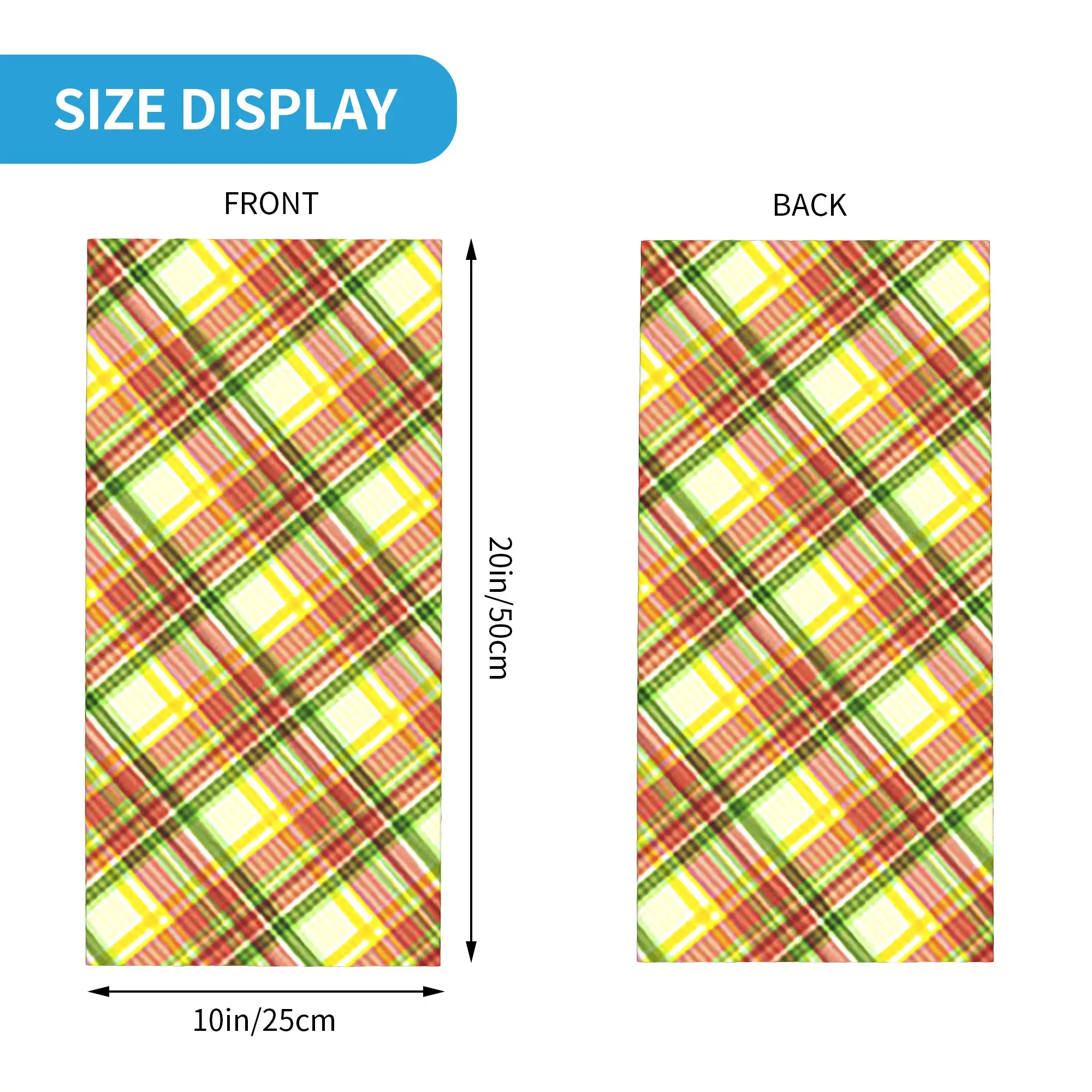 Yellow And Green Plaid Design Bandana Neck Cover Printed Mask Scarf Warm Face Mask Hiking Fishing For Men Women Adult view 4