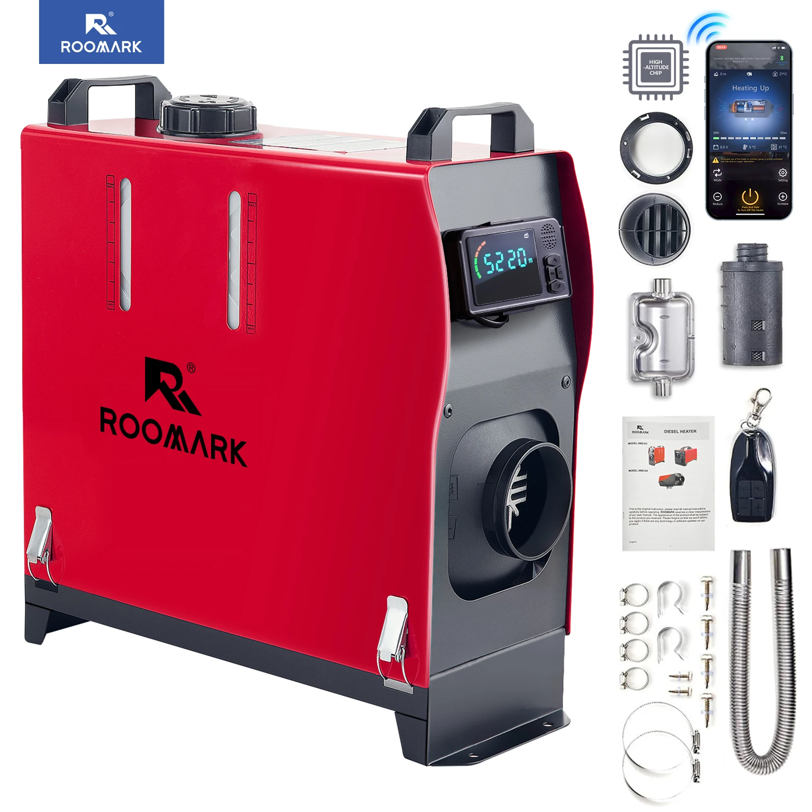 ROOMARK 5/8 KW Diesel Air Heater 12 V All in One Portable Parking Car Heater w/ LCD Monitor Remote Control for Truck RV Trailer