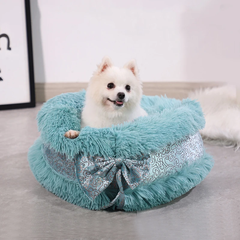 

Dog Beds Soft Plush Round Pet Bed for Cats or Small Dogs Self Warming Cat Bed Winter Indoor Snooze Sleeping Cozy Teddy Kennel