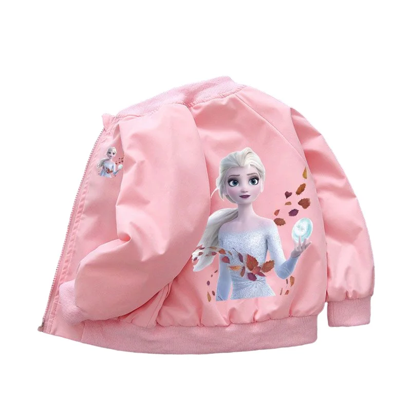 2022 New Spring Girls Jackets Cartoon Anna Elsa Cardigan Zipper Windbreaker For Kids Clothes Teenager Children Outerwear Coats