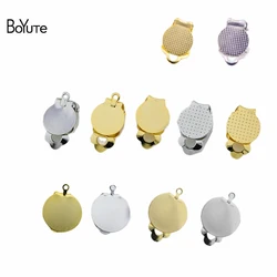 BoYuTe (20 pezzi/lottp) metallo ottone senza Clip per l'orecchio forato con Base vuota 9-10-15MM orecchini fai da te accessori per gioielli parti