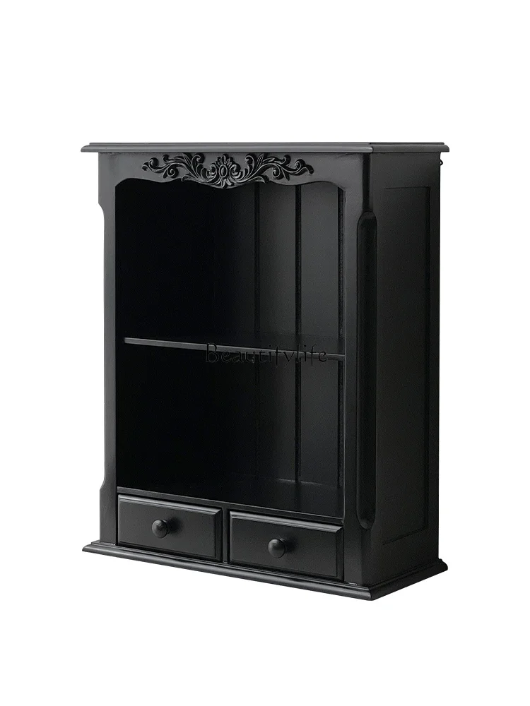 

FG11Home Black Retro Storage Cabinet Living Room Table Mid-Ancient Decoration Storage Cabinet
