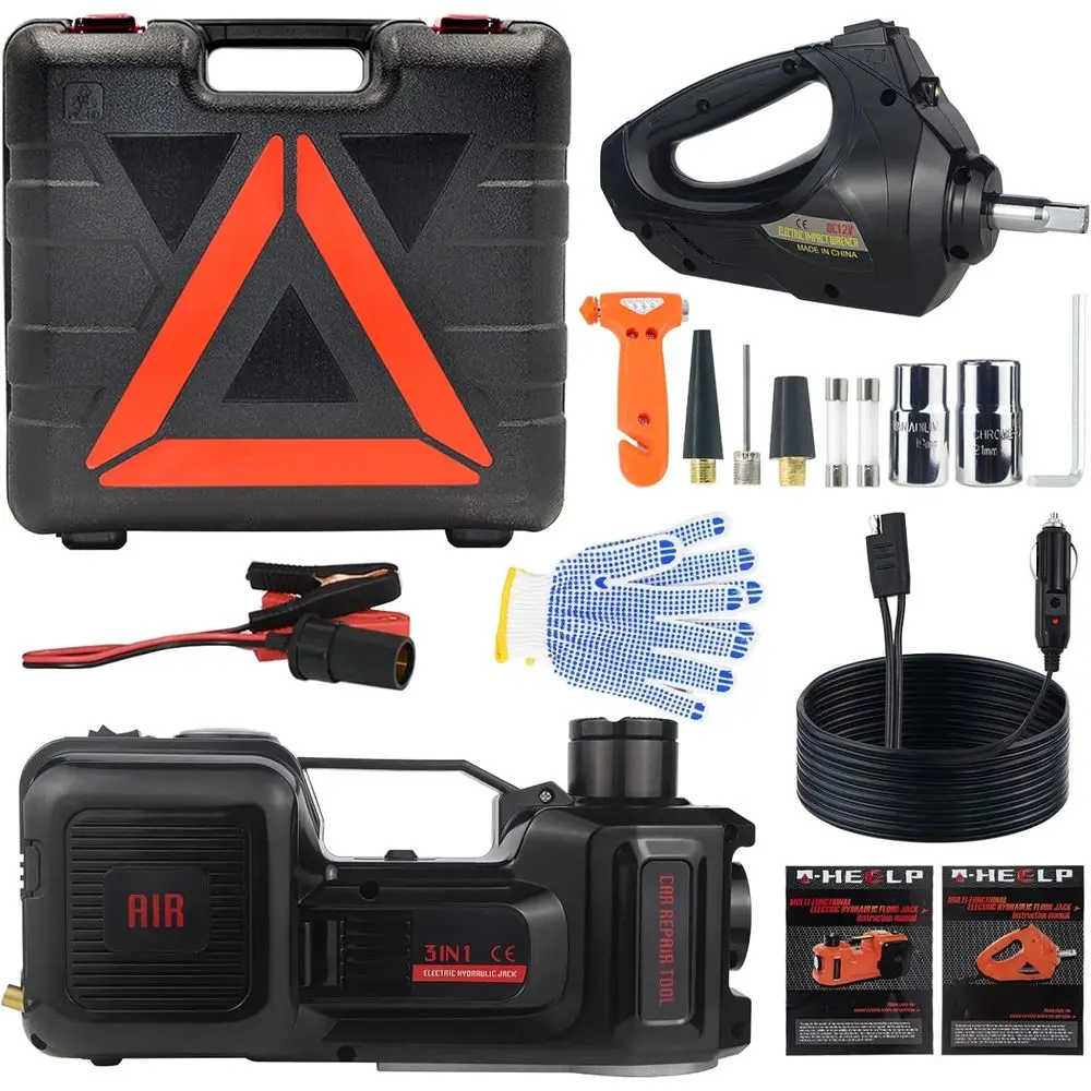 

Электрический автомобильный домкрат 5 тонн 12В с портативным набором для замены и ремонта шин (домкрат + ударный гайковерт)