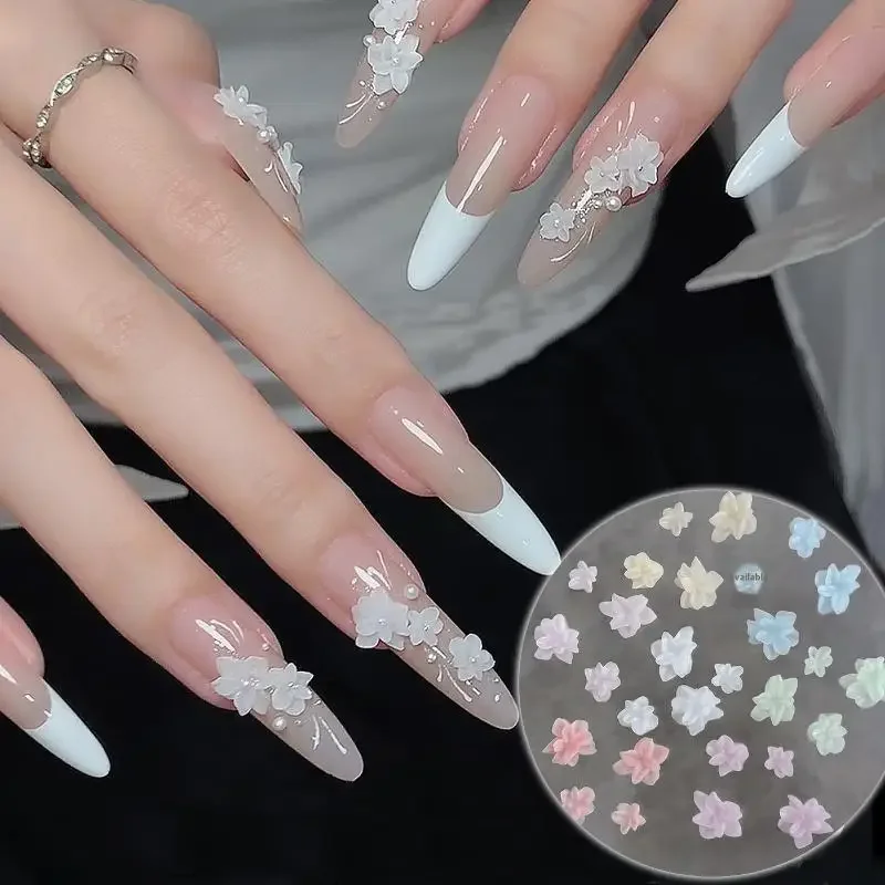 Breloques pour ongles en résine, fleurs douces irrégulières 3D mixtes, fleurs colorées, décorations pour Nail Art, ornements pour ongles, artisanat de manucure