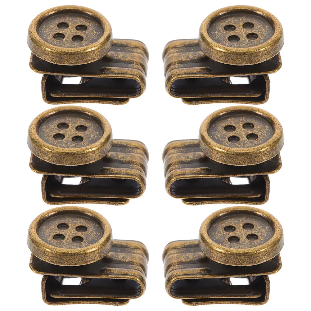 6Pcs Movable No Sew Adjustable Metal Buttons Suspenders Clips for Jeans Pants Hats Brace Replacement Accessories