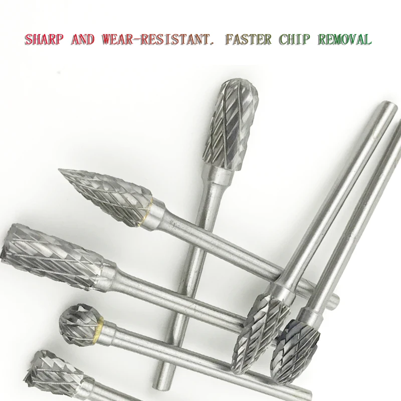 10pcs Carbide Rotary File Set 3mm Metal Milling Cutter for Deburring Die Carving Engraving Woodworking Durable Tools